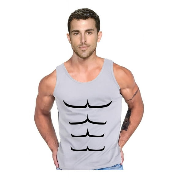 Polera Six Pack Musculos Tank Gym Pesas Crossfit Calugas Talla L Gris Hombre