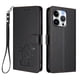 thumbnail image 1 of Funda Billetera con Relieve de Gato para iPhone 15 Pro, Negro, 1 of 6