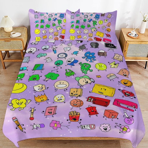 Game BFDI Battle For Dream Island Bedding Set Duvet Cover Comfortable and Lightweight Cartoon Bedding 3 Piece Bed Set