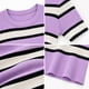 thumbnail image 4 of Polera Rayada Rib Mujer Tejida Manga Corta Cuello Redondo lila Talla Única, 4 of 4