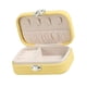 thumbnail image 5 of Organizador de joyas de viaje, almacenamiento de cuero PU, caja de almacenamiento de joyas portátil, caja de joyería pequeña para anillos, pendientes, Amarillo, 5 of 5