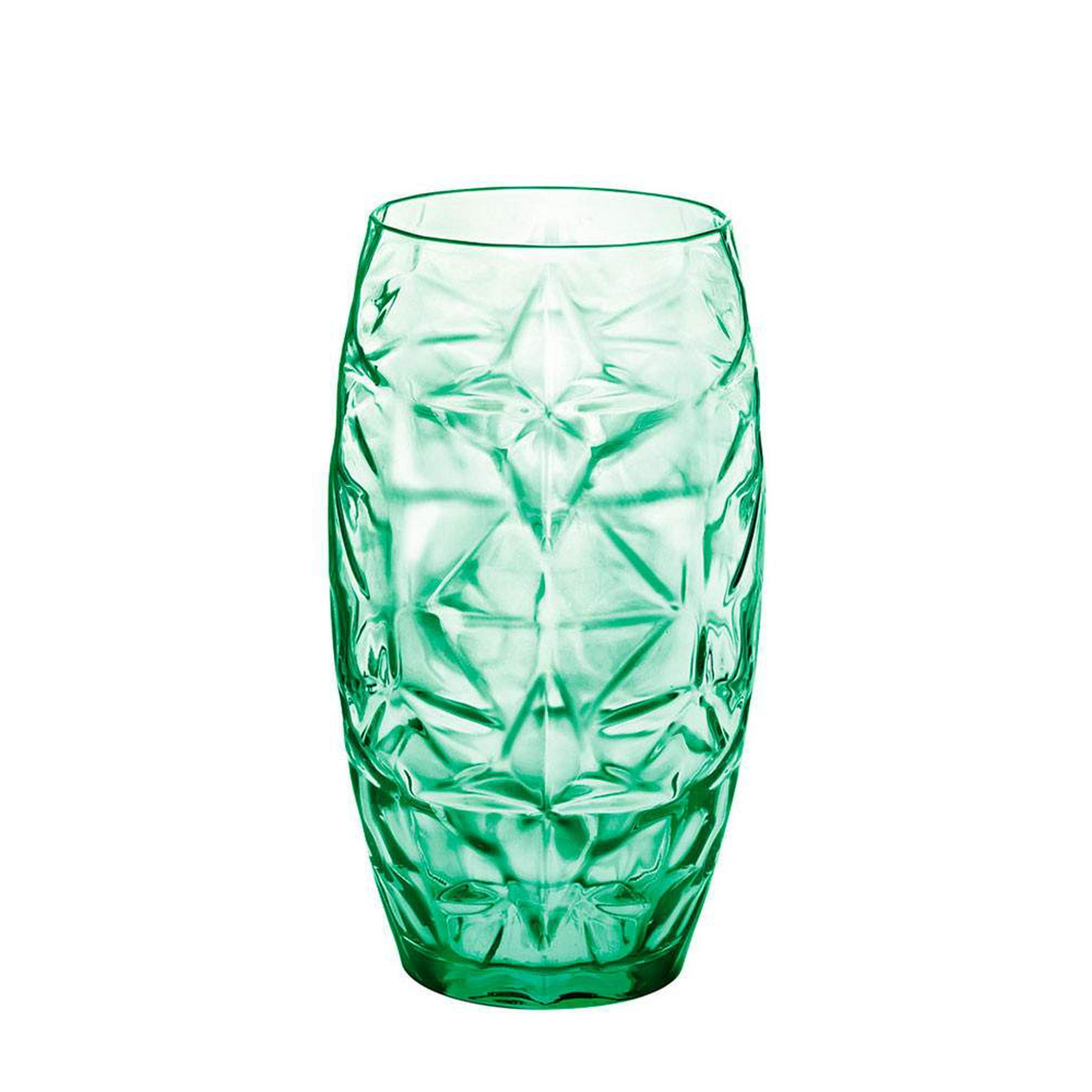 Vasos Altos Oriente Green - Cristal Italiano Libre De Plomo - Set De 6 Para Cócteles Y Tragos