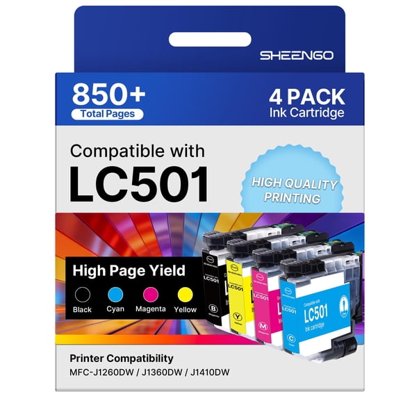 Cartuchos de tinta SHEENGO LC501 compatibles, paquete de 4