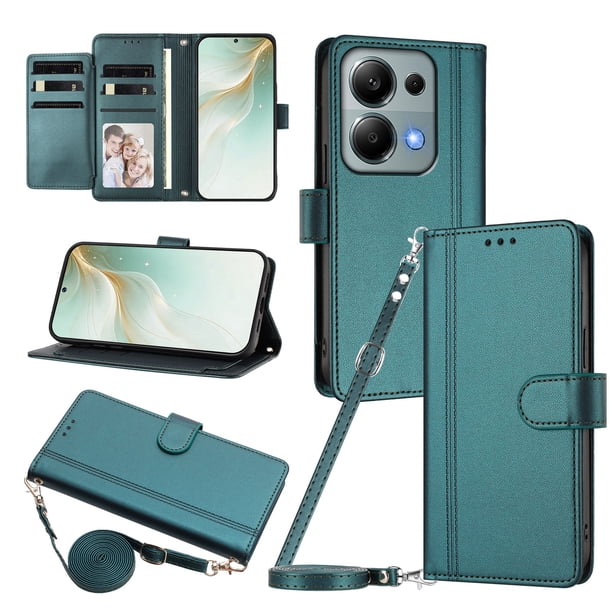 Funda Tipo Libro para Xiaomi POCO M6 Pro 4G, Tapa con Imán, Verde Oscuro