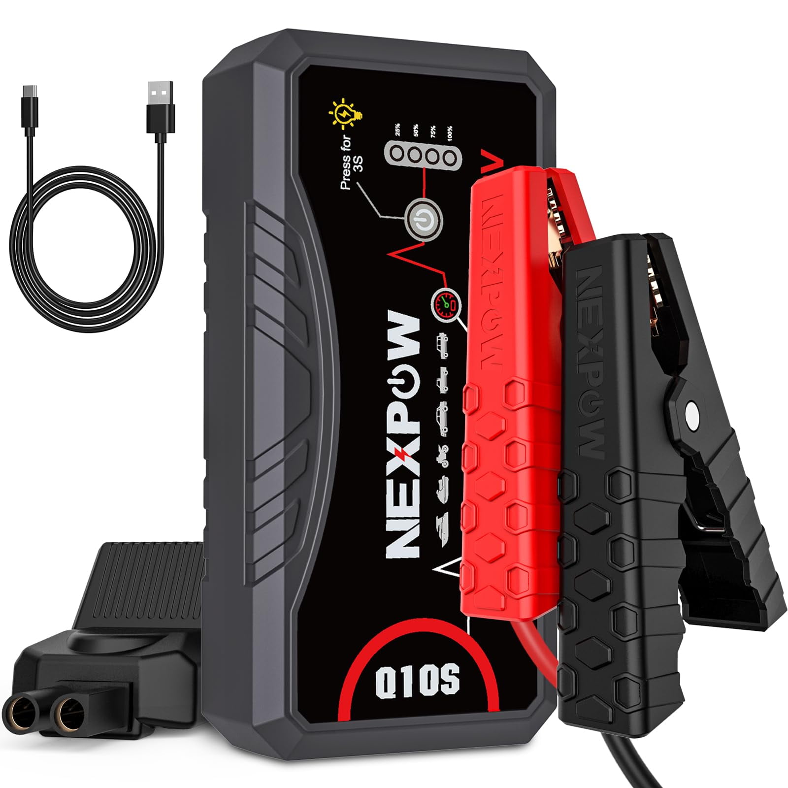 Nexpow Q10s Arrancador De Batería Para Auto 3000a Pico Para Gasolina 9.0l 12v