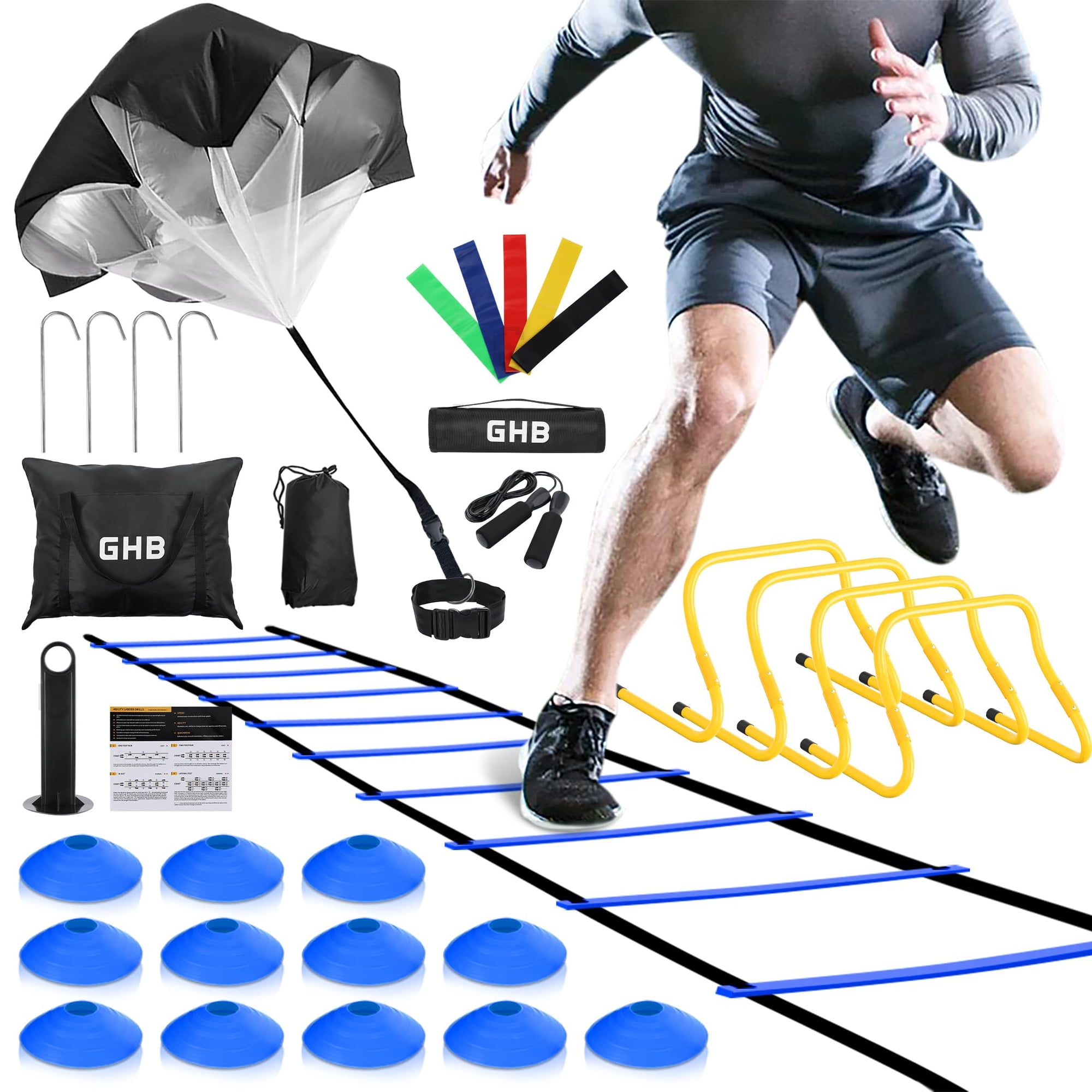 Set De Equipo De Entrenamiento Ghb Agility Ladder Con Vallas Y Más