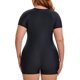 thumbnail image 5 of Agnes Orinda Traje de baño de surf de una pieza para mujer de talla grande con pierna corta, manga corta, media cremallera, traje de baño para vacaciones en la playa 4X negro azul, 5 of 9