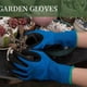 thumbnail image 2 of 2 Pairs, Blue Gardening Gloves For Women Men, Protective Polyester And Nitrile Thornproof Work Gloves, Breathable Durable Touch-Screen Garden Gloves For Weeding Digging Raking Pruning (Large), 2 of 3