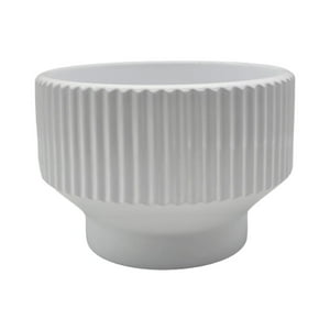 Fliperex - Macetero Maceta De Ceramica Copon Blanco Brillante L Blanco