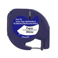 Lumipets - Cinta Papel Tipo Letratag Para Rotuladora Dymo 12Mm X 4M | Blanca 91330