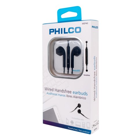 Philco - Audifono Alambrico Manos Libres D40 Negro