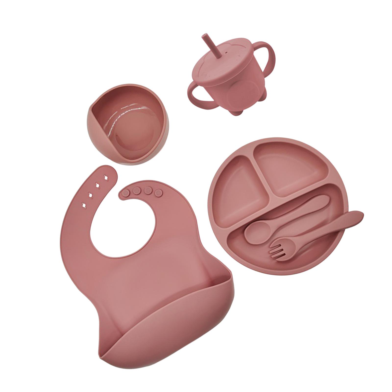 Bothyi - Juego De Alimentación De Silicona De 6 Uds., Juego De Cuencos De Succión De Silicona Para Niños Y Niñas, Color Rosa