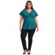 thumbnail image 2 of GRACE & GRANDEUR Blusa de Mujer Talla Grande con Botones Decorativos Cuello en V Mangas Volantes Blusas con Pliegues al Frente Elegantes y Casual 4X Verde Azulado, 2 of 7