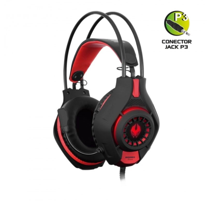 Micronics - Kit Gamer Alien+ Mic Hg815+P4 Auricular Gamer Negro + Rojo + Iluminación Led
