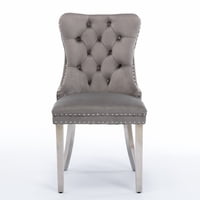 M&Ms - A&A Furniture,Nikki Collection Modern, High-End Tufted Solid Wood Contemporary Velvet Upholstered Dining Chair With Chrome Stainless Steel Plating Legs,Nailhead Trim,Set Of 2,Gray And Chrome, Sw1701Gy