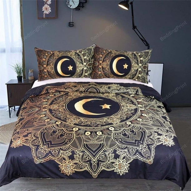 Sun And Moon Mandala Quilt Duvet Cover Set Doona Cover Bedroom Decor Bedspread3-Piece Bedding Set