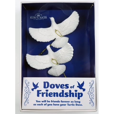 Kurt S. Adler - Ornament Friendship Dove De Resina De Kurt Adler, 4,5 Cm, Juego De 2