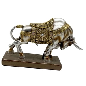 Bothyi - Escultura De Estatua De Toro, Decoración De Escritorio, Artesanía Para Sala De Estudio, Color Plateado