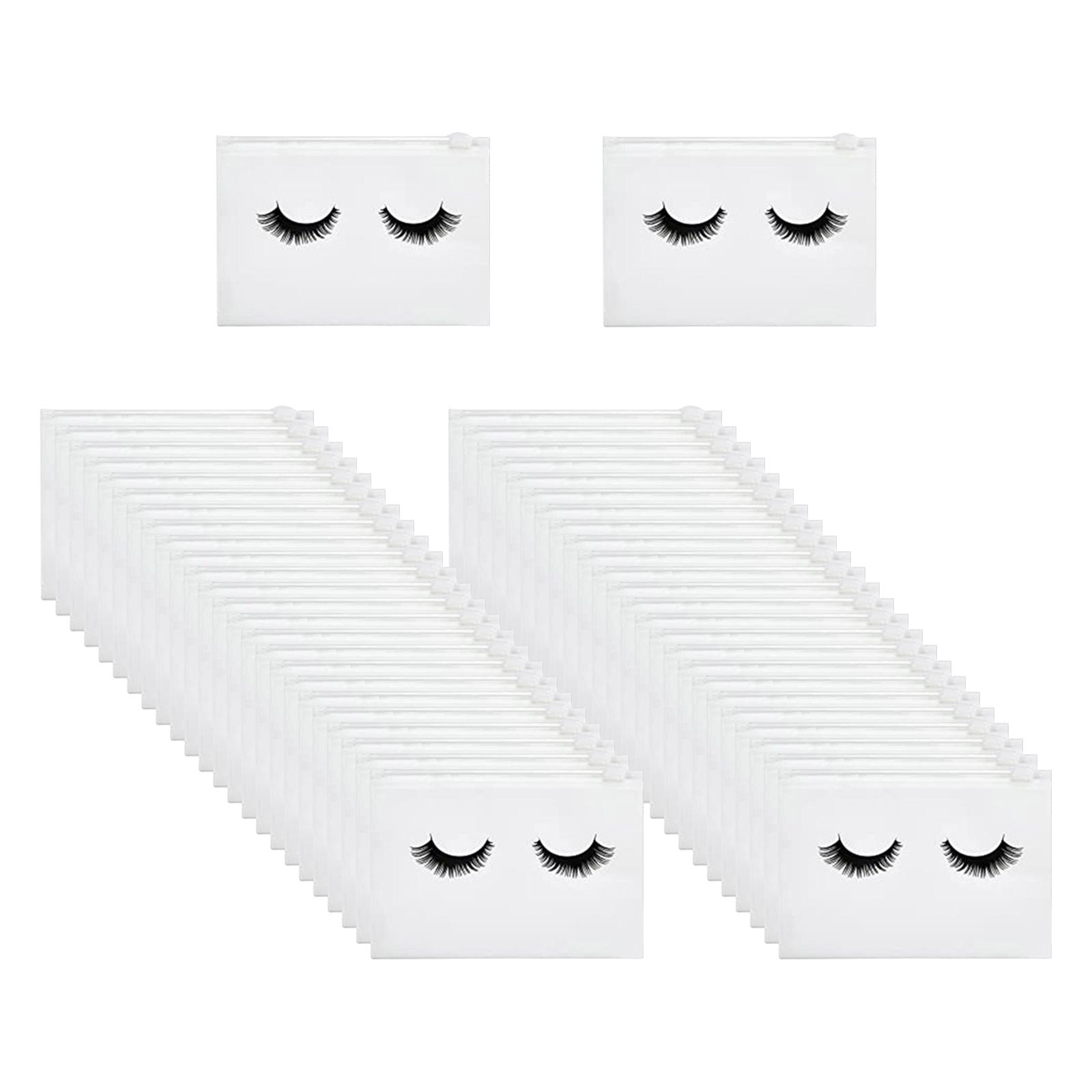 Ioensy - 50 Bolsas Para Pestañas, Bolsas Para Maquillaje Con Cremallera, Adorables, 18X13Cm, Color Blanco