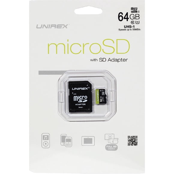 Tarjeta de memoria Unirex microSDHC de 64 GB Clase 10 UHS-1