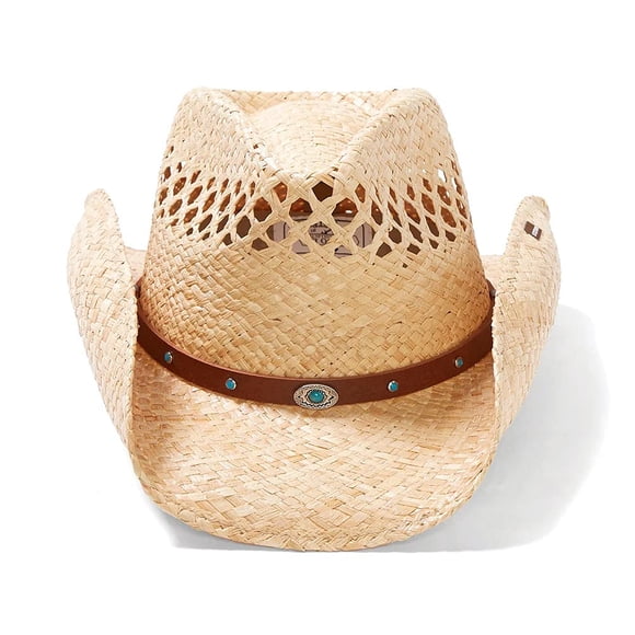 Sombrero Stetson Madrid, rafia, paja, estilo vaquero, color natural, XL