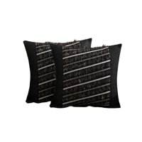 Genérico - Pack De 2 Fundas De Cojin Chenille Con Flecos Negro