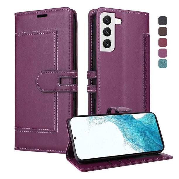 Premium Wallet Case for Samsung Galaxy S21 FE with Card Slots & Kickstand, Flip Cover Purple
