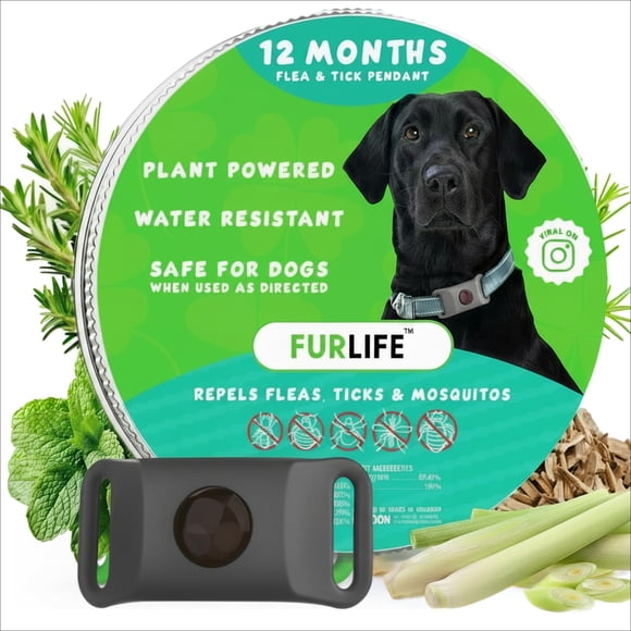 Placa antipulgas y garrapatas FurLife gris impermeable para perros