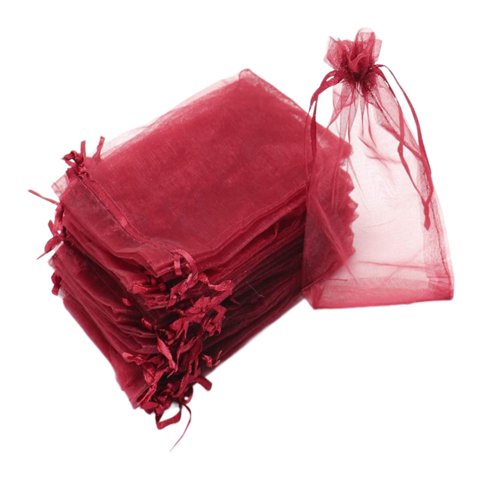 Magideal - 100 Piezas Bolsas De Regalo De Navidad Bolsas Con Cordón Bolsas De Cumpleaños Reutilizables Pequeñas Bolsas Con Cordón Para Decoración De Año Nuevo Bo Rojo
