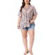 thumbnail image 2 of Agnes Orinda Blusa de Mujer Talla Grande para Escuela o Universidad, Estampado Floral, Cuello en V, Mangas Cortas con Volantes, Estilo Bohemio, Plisada, Casual, Verano, Holgada, Talla 2X, Rosa Claro, 2 of 6