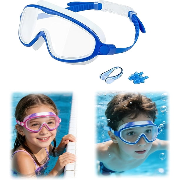 Gafas natación niños HD montura grande verano visión amplia antivaho clases natación