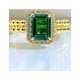 thumbnail image 3 of Anillo Vintage de Plata Esterlina 100% 925 con Esmeralda y Diamantes de Alto Carbono Chapado en Oro Amarillo de 18K Joyería Fina, 3 of 7