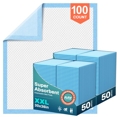 Almohadillas Desechables Aay De 30 X 36 Cm (100 Unidades), Superabsorbentes