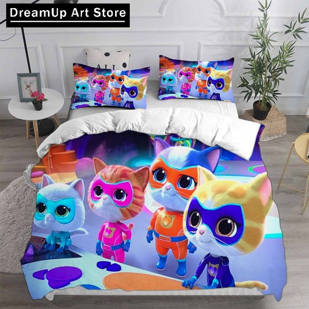 Anime Super Kitties Bedding Sets Comforter Quilt Bed Cover Duvetcover Pillow Case Sets Kids Adult Home Textiles