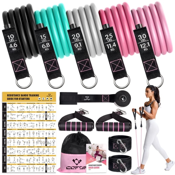 Bandas de resistencia COFOF de 5 niveles para mujer con asas y accesorios