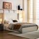 thumbnail image 2 of Carmen Upholstered Wingback Bed / Upholstered Platform Bed Frame / 54" High Headboard / Simplicity / Minimalist / No Box Spring Needed / Easy Assembly / Queen/ Textured Ivory Canvas / No Noise, 2 of 3