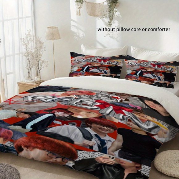 3pcs Rabin Angeles Wallpaper Printed Duvet Cover Set Machine Washable