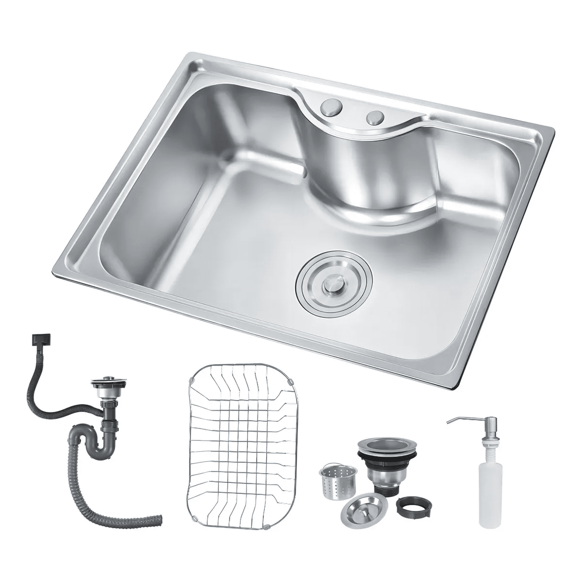 Master Prox - Lavaplatos Simple Empotrado Qatar Shop Acero Inoxidable 79x48 Cm Brillante