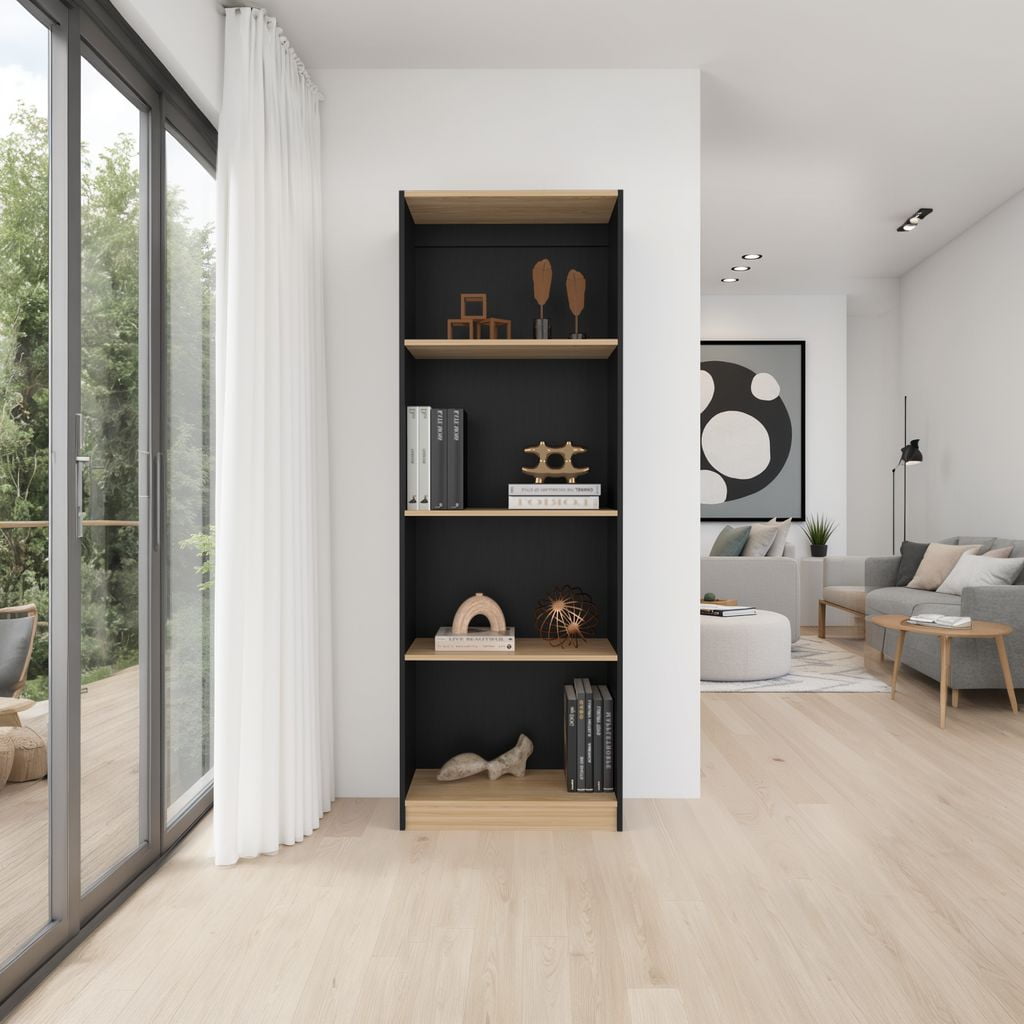 Tuhome - Estante 3 Repisas Home E1 180,6x62,8x29,9 Cm Wengue Y Fresno