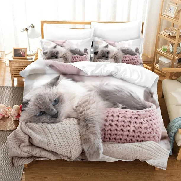 Pet Cat Bedding Set Cute Cat Bed Set Aldult Kid Bedroom Duvetcover Sets Boysgirls 041 Bed Sheets