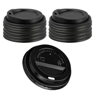 Disparo - Set 100 Tapas Vaso Cafe 12Oz Tapa Desechable Plastico Negro