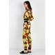 thumbnail image 2 of Conjunto de Top y Pantalón con Cuello en V y Estampado Floral en Rojo y Lima con Efecto Satén Negro y Rojo Lima M, 2 of 5