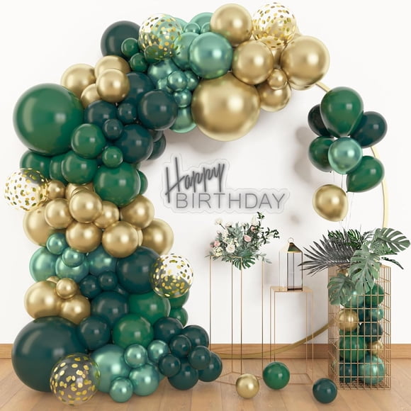 Kit de arco de guirnalda de globos Archloon verde y dorado de 156 piezas