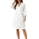 thumbnail image 2 of Bata de baño de waffle para mujer Inspire Chic, bata de kimono suave, spa y baño, longitud media, blanca, 2 of 3