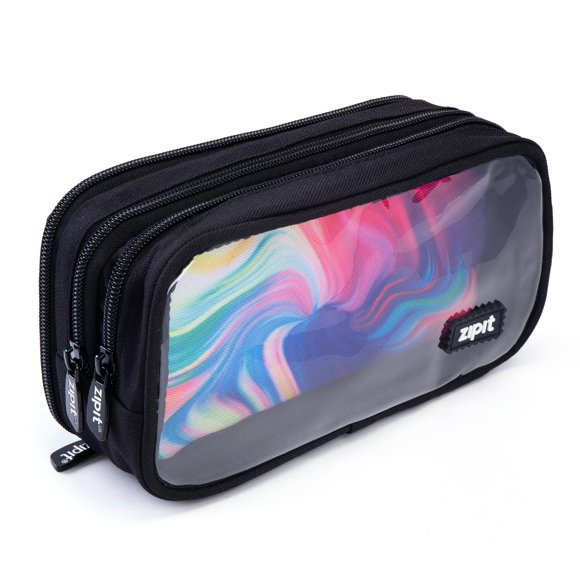 Estuche ZIPIT 20x7x10 cm 3 compartimentos negro