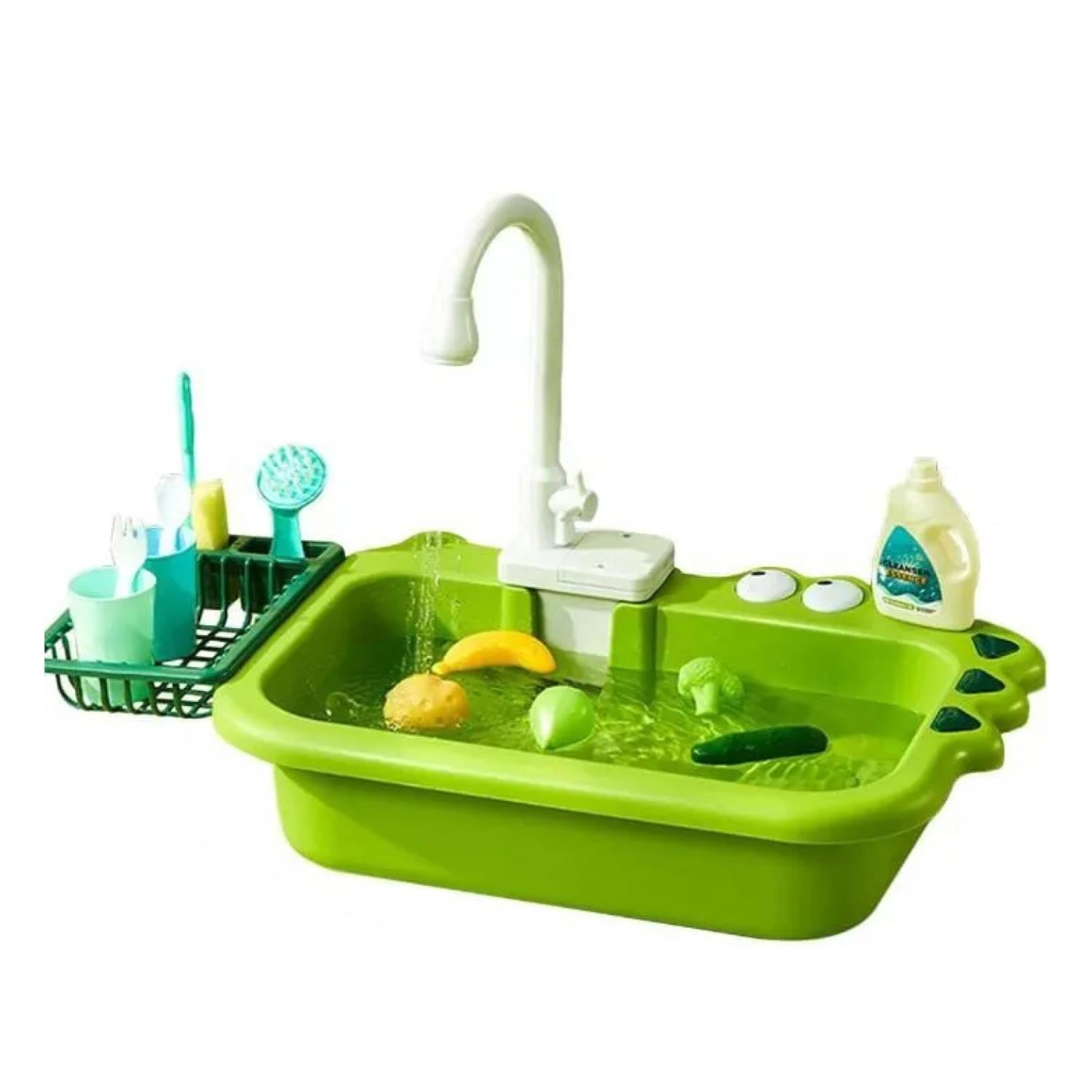 Genérico - Juguete Fregadero Lavavajillas Con Accesorios Verde Infantil