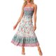 thumbnail image 2 of INSPIRE CHIC Vestido Maxi Floral Bohemio para Mujer sin Mangas con Cintura Fruncida y Tirantes Finos L Verde Claro, 2 of 6