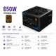thumbnail image 2 of Fuente De Poder 650w 80 Plus Bronze Atx 2.1 Apfc Para Pc Gamer 4 Pcie 8 Sata Ventilador 120mm Protección Completa Compatible Intel Amd, 2 of 4