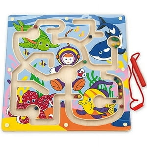 Viga - Laberinto Magnético De Madera Con Diseño Del Océano