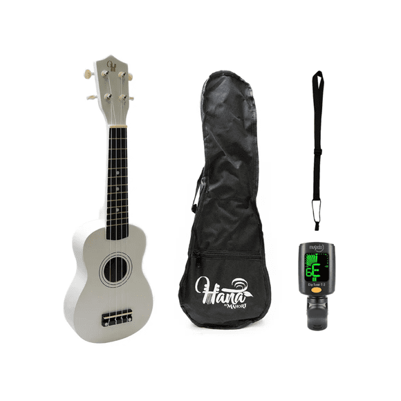 Full Pack Ukelele Soprano Hana Blanco + Afinador Cromático Clip + Strap Ukelele Allegro